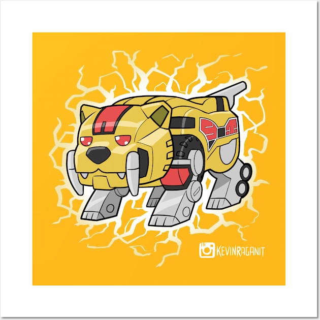 Lil Yellow Sabretooth Tiger Dinozord Wall Art by fallerion